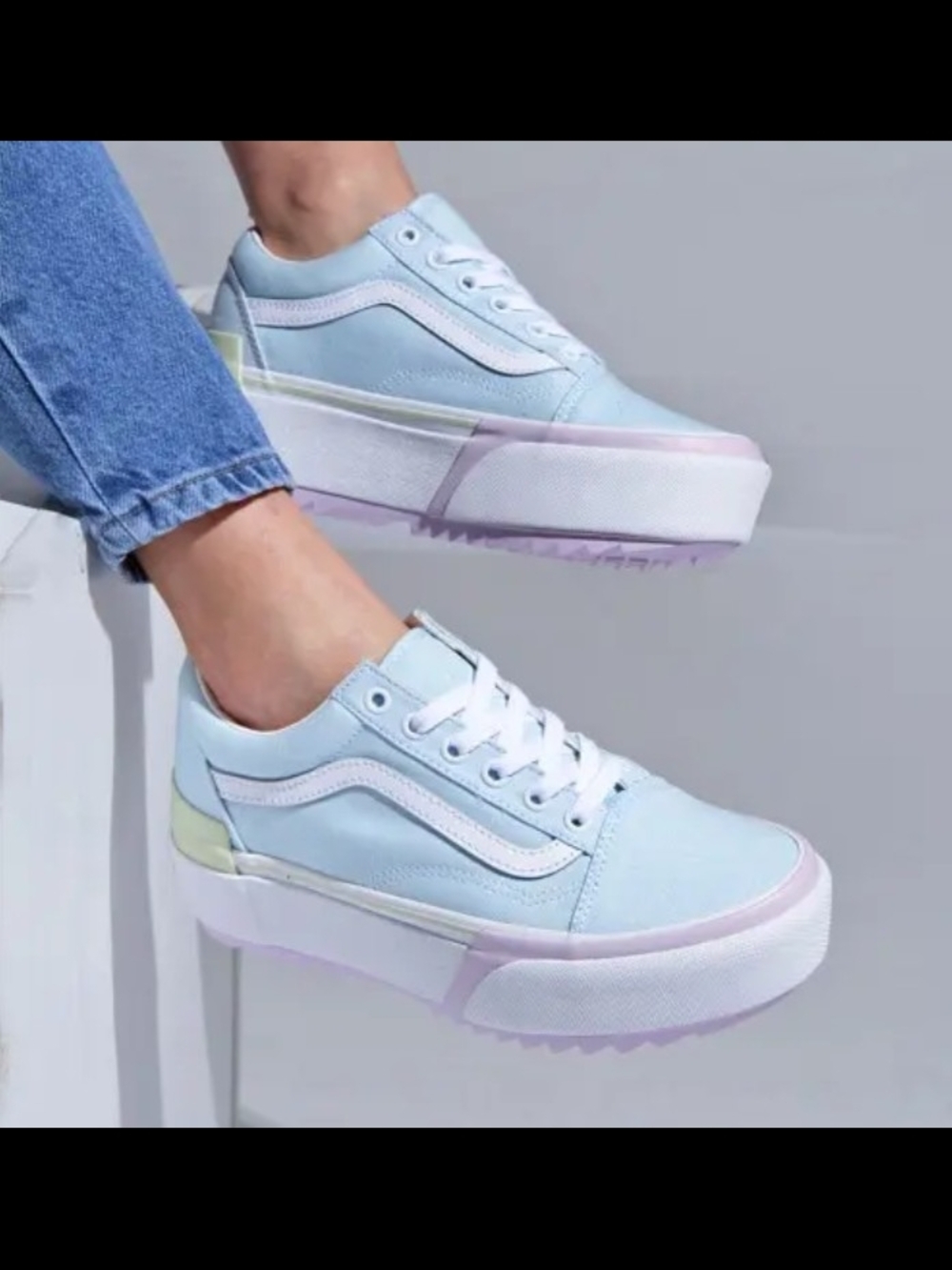 Vans Pastel Blue Platform Sneakers Size 9 Like New